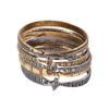 Ocean Inspired Stackable Fish Charm Bangle Set 6PCS Retro Multilayer Alloy Bracelets with Antioxidant Finish