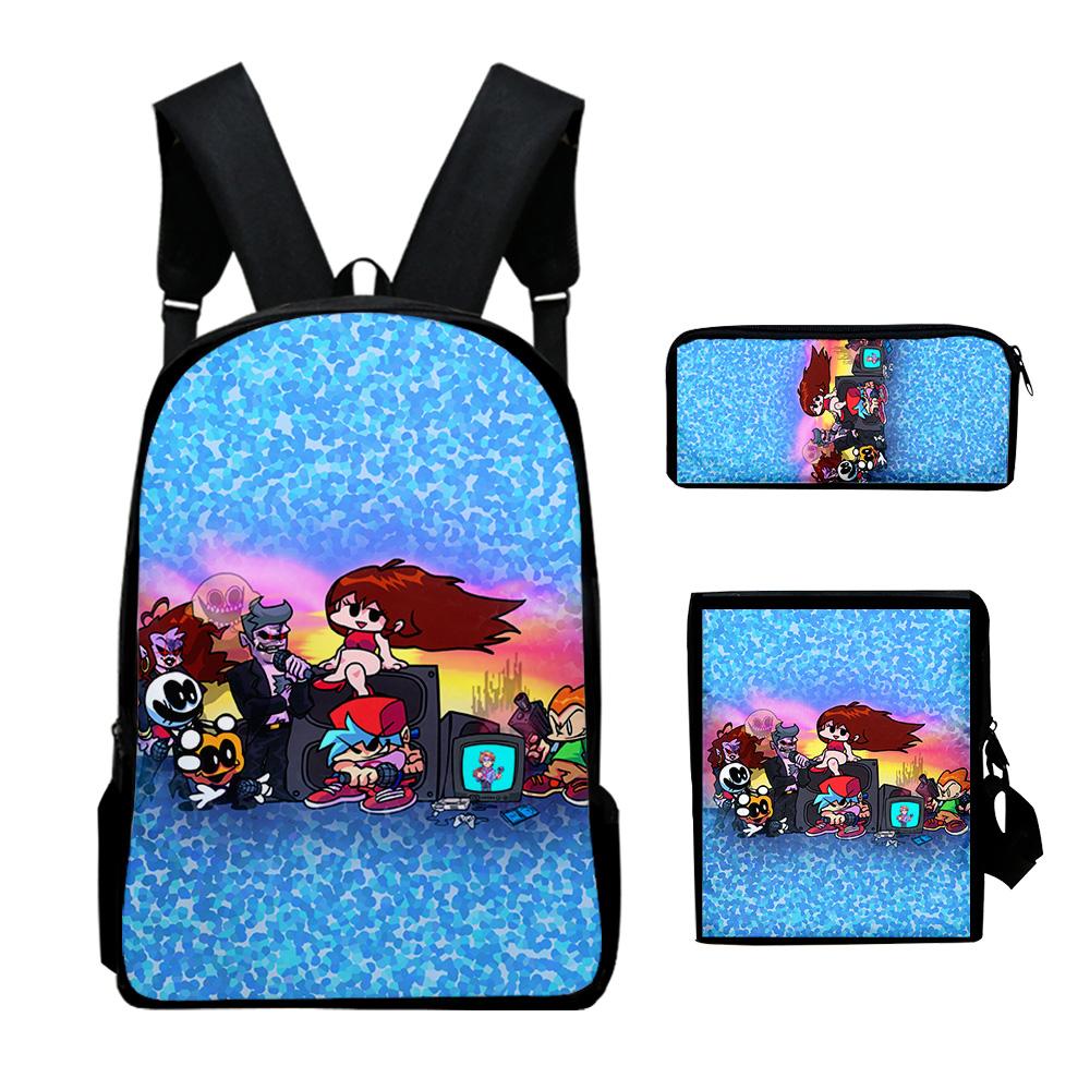 Popular Novelty Friday Night Funkin 3D Print 3pcs/Set School Bags Laptop Daypack Backpack Inclined shoulder bag Pencil Case