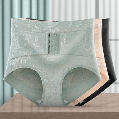 Nahtlose Damen-Hüfthebe-Unterwäsche mit mittlerer Taille, Bauchkompression, Taillenformung, atmungsaktiv, bequem, antibakteriell, Dreieckshöschen