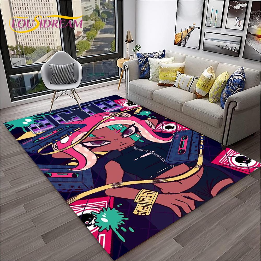 Cartoon PC Gamer 3D Games Splatoon Carpet Rug for Home Living Room Bedroom Sofa Doormat Decor,kids Area Rug Non-slip Floor Mat