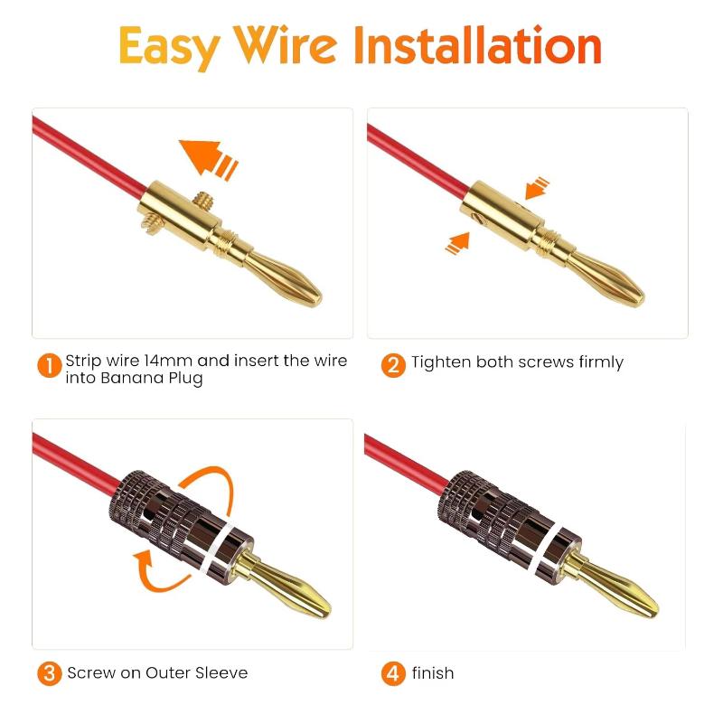 HiFi Banana Plug Connectors Gold Plated OFC Material Speaker Terminal Adapters for Professional Studio Audio Equipment