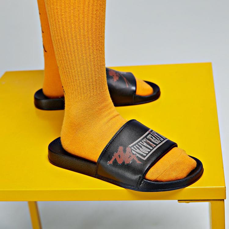 Kappa Back To Back Artist Collaboration Color Block Slide Sandals Unisex Footwear Black K0BX5LT05D-990