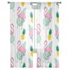 Flamingo Ananas Grünes Blatt Tüllvorhänge für Wohnzimmer Dekoration Moderner Chiffon Transparent Voile Küchenvorhang