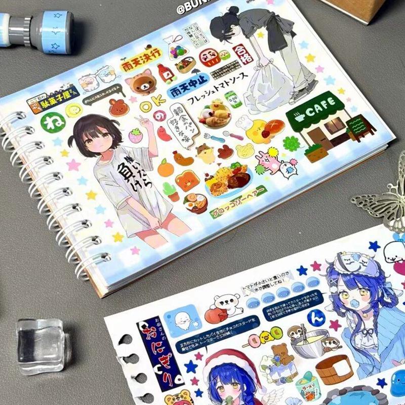 Cute Japanese Anime Girl Cut Film Sticker Book Journal Phone Case DIY Scrapbook Sticker Kawaii Decoration Stickers