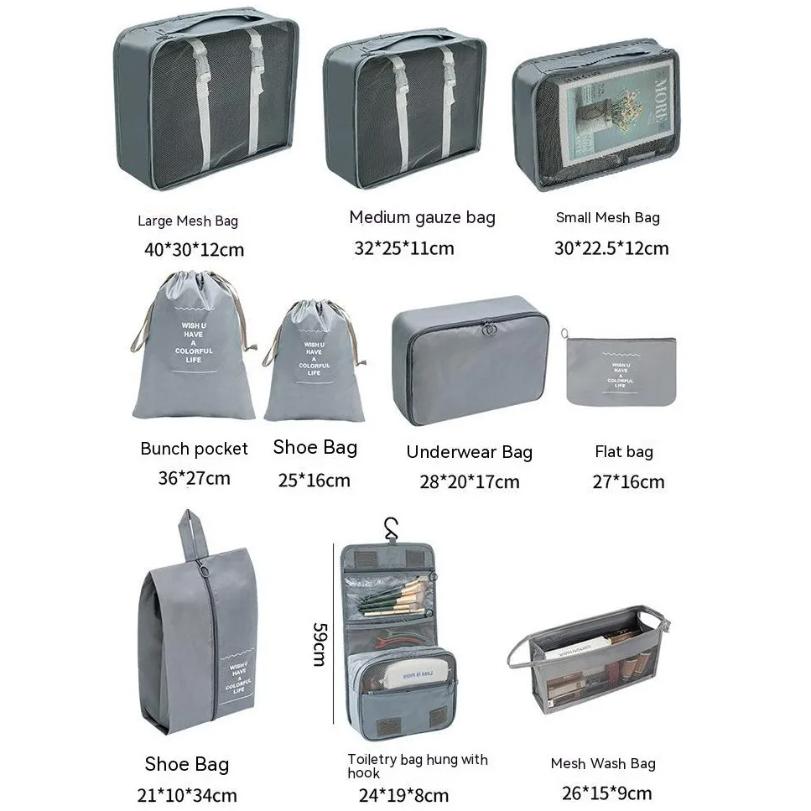 7/10 Pcs Set Travel Organizer Storage Bags Suitcase Packing Cubes Cases Portable Wardrobe Luggage Clothes Shoe Pouch Fold