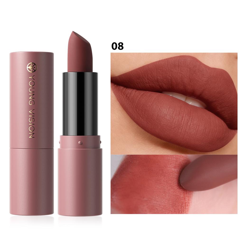 Sexy Nude Matte Lipstick Multi-functional for Lips and Cheeks Long Lasting Waterproof Smudge-proof Dual-purpose Makeup for Women