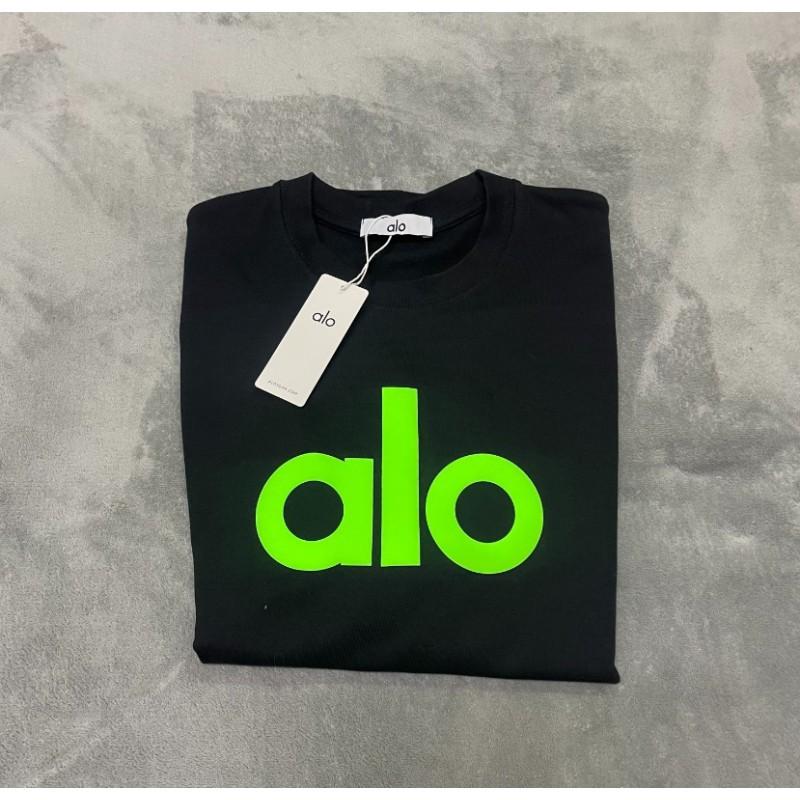 ALO Baumwolle Lockere Passform Unisex Rundhals T-Shirt Streetwear Lässiges Oberteil