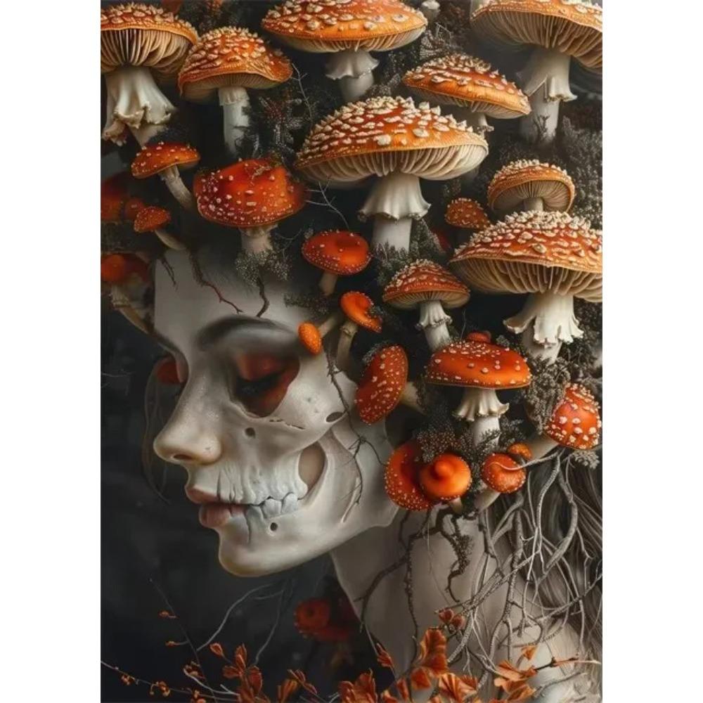 

Halloween Wall Art Pictures Floral Bohoo Ghost Witch Skull Vintage Art Canvas Posters Print Canvas Paintings for Home Decor 21X30CMNo Framed