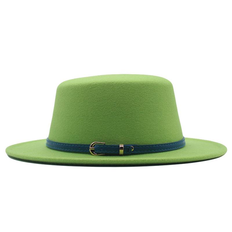 Autumn and winter new British men's top hat, flat-top woolen hat, European and American jazz hat, big-brimmed women's hat