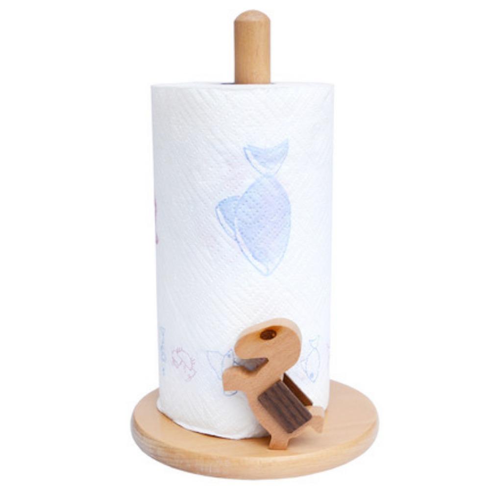 Vertical Cartoon Paper Towel Rack Durable Wooden Paper Roll Stand  Table Top