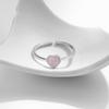 MODIAN 925 Sterling Silver Pink Crystal Hearts Opal Open Size 6-8 Finger Ring Sweet Simple Fine Jewelry For Women Birthday Gift