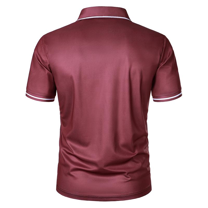 100% Polyester Men Summer Short Sleeve Fashion Business Casual Short Sleeve Golf Polo Shirt Men Spell Color Sport Tops