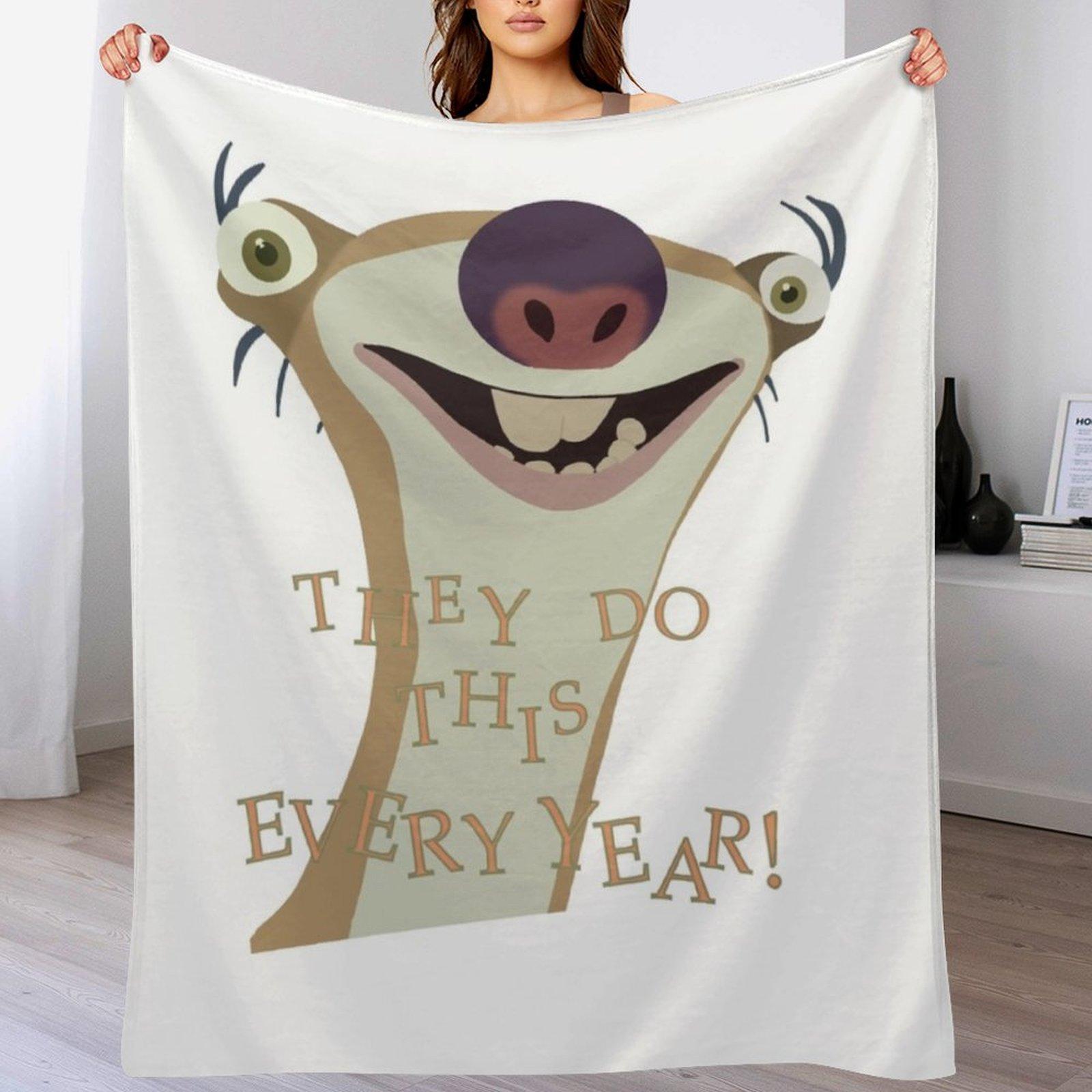 Creative Homewares Unisex White Sid The Sloth Throw Blanket Cozy Napping Blanket Gift For Mom Dad