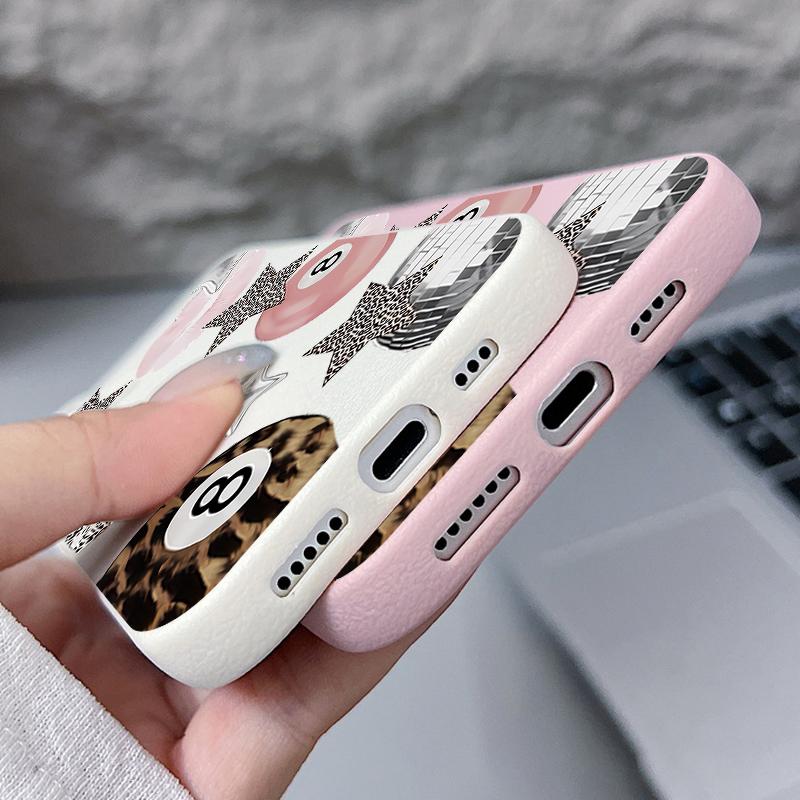 Vintage Leopard Print Stars Billiards Case For iPhone 17 Pro Max iPhone 16 Pro Max 15 14 13 12 11 16E Air Luxury Leather Texture Silicone Cover
