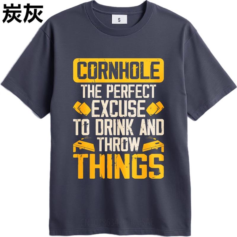 Plus Size Summer Men Tshirt Cornhole The Perfect Excuse To Drink And Throw Things Short Sleeve Relaxed Fit O Neck Tee Shirt