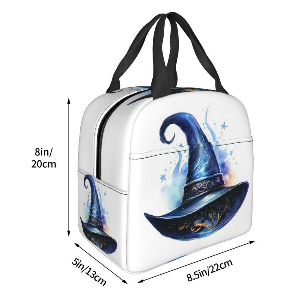 One Arcane Witch Hat Pattern Insulated Lunch Bag for Women Kids Portable Food Boxes Thermal Lunch Box Tote