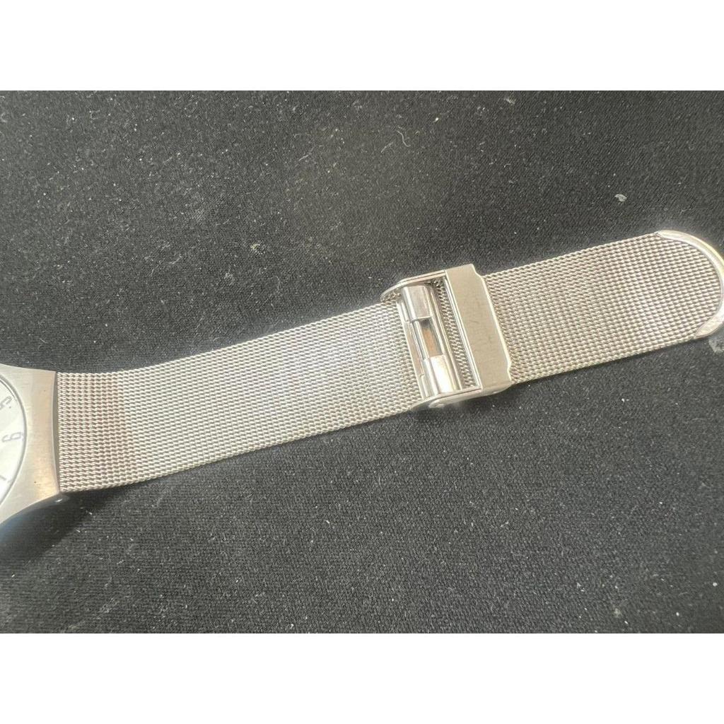 Used SKAGEN watch date display silver mesh belt
