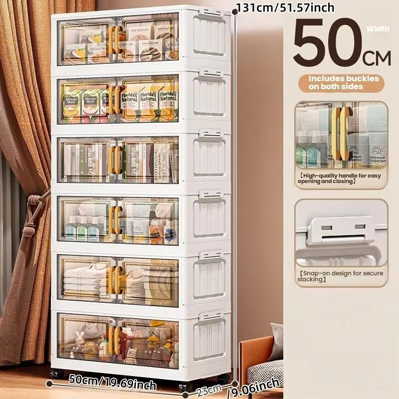 Double-door Living Room Storage Cabinet Folding Floor-standing Storage Box No Installation Required Simple Storage Cabinet