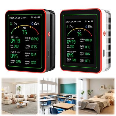 Detector de Calidad del Aire WiFi 15 en 1 Tuya AQI PM0.3 PM1.0 PM2.5 PM10 Control por App Portátil Detector de CO CO2 TVOC HCHO para el Hogar