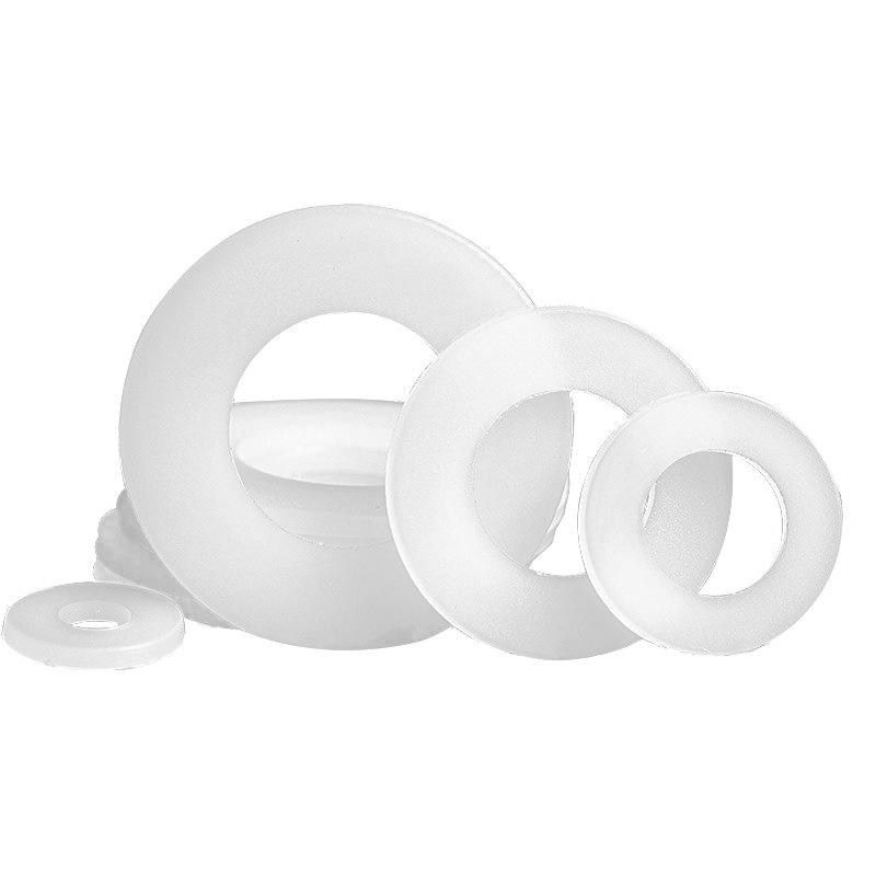 Ultra-Thin Nylon Insulation Flat Washers - White, Oversized, Round (M2-M8)