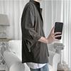 2022 Summer New Casual Men's Shirt Cotton Solid Color Three Quarter Shirts For Men
