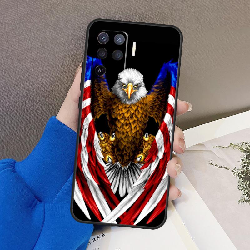 American USA Flag Eagle Case For Oppo A77 A57 A17 A60 A80 A40 A74 A54 A94 A78 A98 A18 A38 A58 A96 A76 A16 A15 A5 Pro