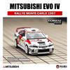 TARMAC WORKS TW Mitsubishi Lancer Evolution IV RALLYE MONTE-CARLO 1997 Roxy Car Alloy Model Miniature Diecast Collection Toys