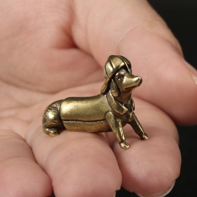 Dachshund Brass Pet Dog Decorative Figurines Cute Animal Desk Decoration Miniatures Metal Figurines Lucky Dog Decoration Home