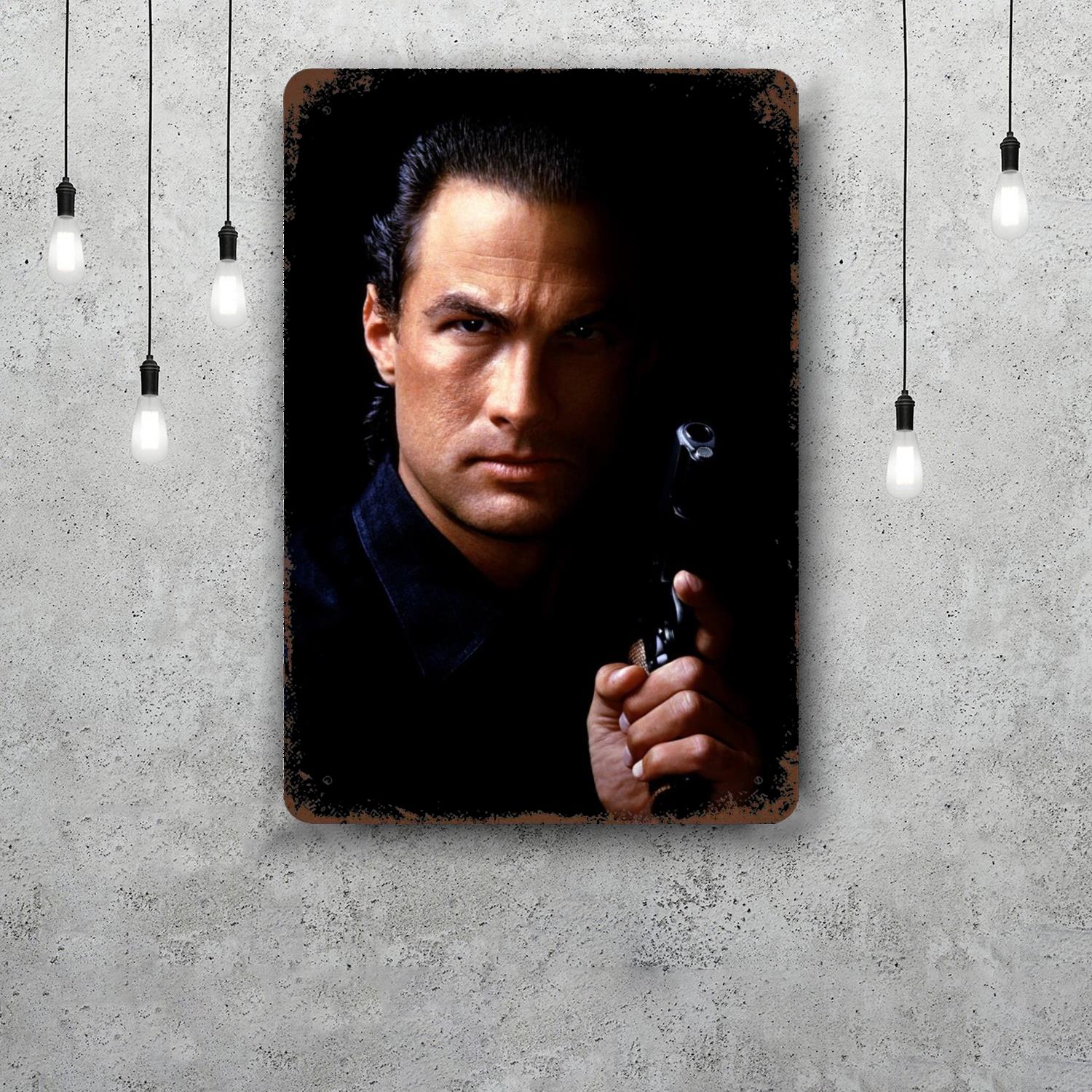 

steven seagal van damme Decor Vintage Metal Signs Tin Signs Captain Poster Decor for Bar Pub Club Man Cave Wall Decoration 20x30cm（7.8x11.8inch）