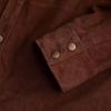 AL KHALID Stylish Shirt Casual Handmade Men's Brown Soft Suede Leaher Shirt Real Lambskin