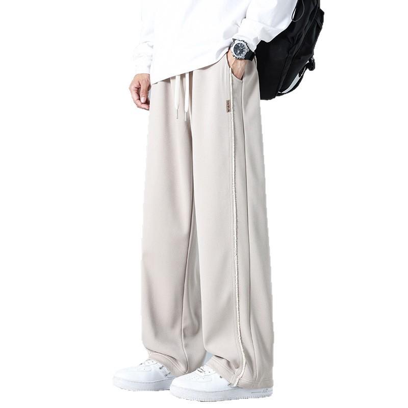 Trendy Sporty Sweatpants for Men, American Retro Straight-leg Casual Long Pants, Basic Style, Versatile Wide-leg Pants