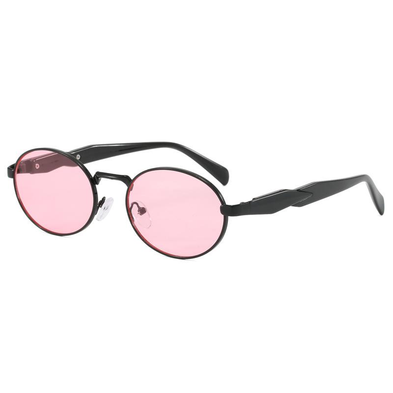 Oval Metal Personality Large Frame Sunglasses Women'S Retro Street Sunglasses