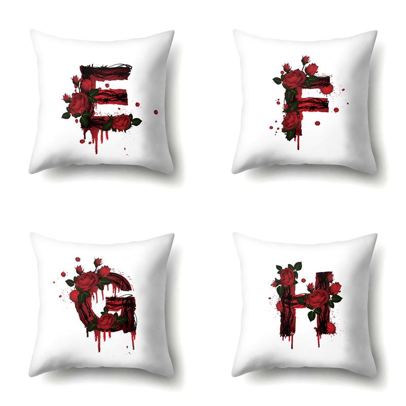 Halloween Polyester Kissenbezug Rose Kopfteil Auto Taille 26 Englische Buchstaben Gedruckter Kissenbezug