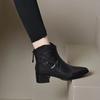 Fashion Female Short Shoes Pointed Toe Brown Fur Leather Booties Elegant with Medium Heels Women's Ankle Boots Sale Autumn Chic Boot