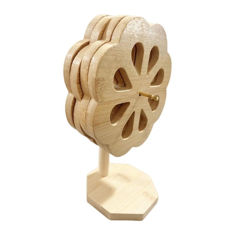 Decorative Windmill Shape Bamboos Trivet with Stand Heatproof Pot Pan Pad For Dining Table Kitchen Essential