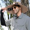 Outdoor Summer Sun Hat With 2 Fan Large Brim Windproof Strap Solar Or USB Charging Anti UV Sun Fishing Cap