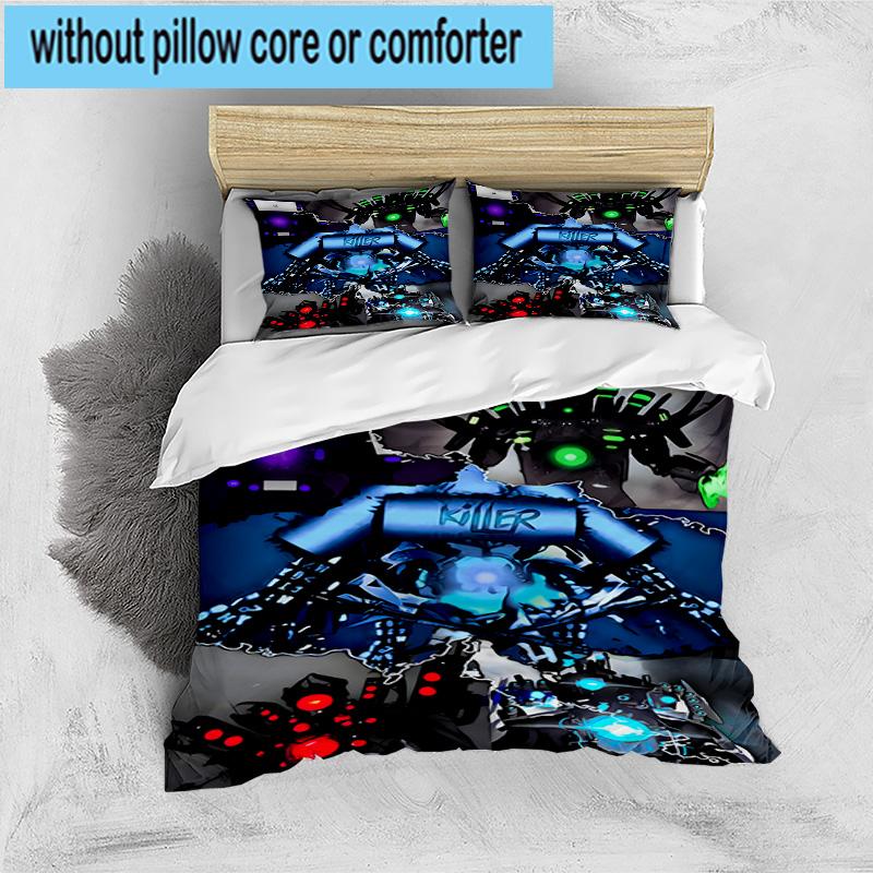 3PCS Robot Invasion Alert 3pcs Bedding,Including 3PCS Duvet Cover And 2pcs Pillowcases Perfect for Christmas,Ideal for Bedroom, Dormitory