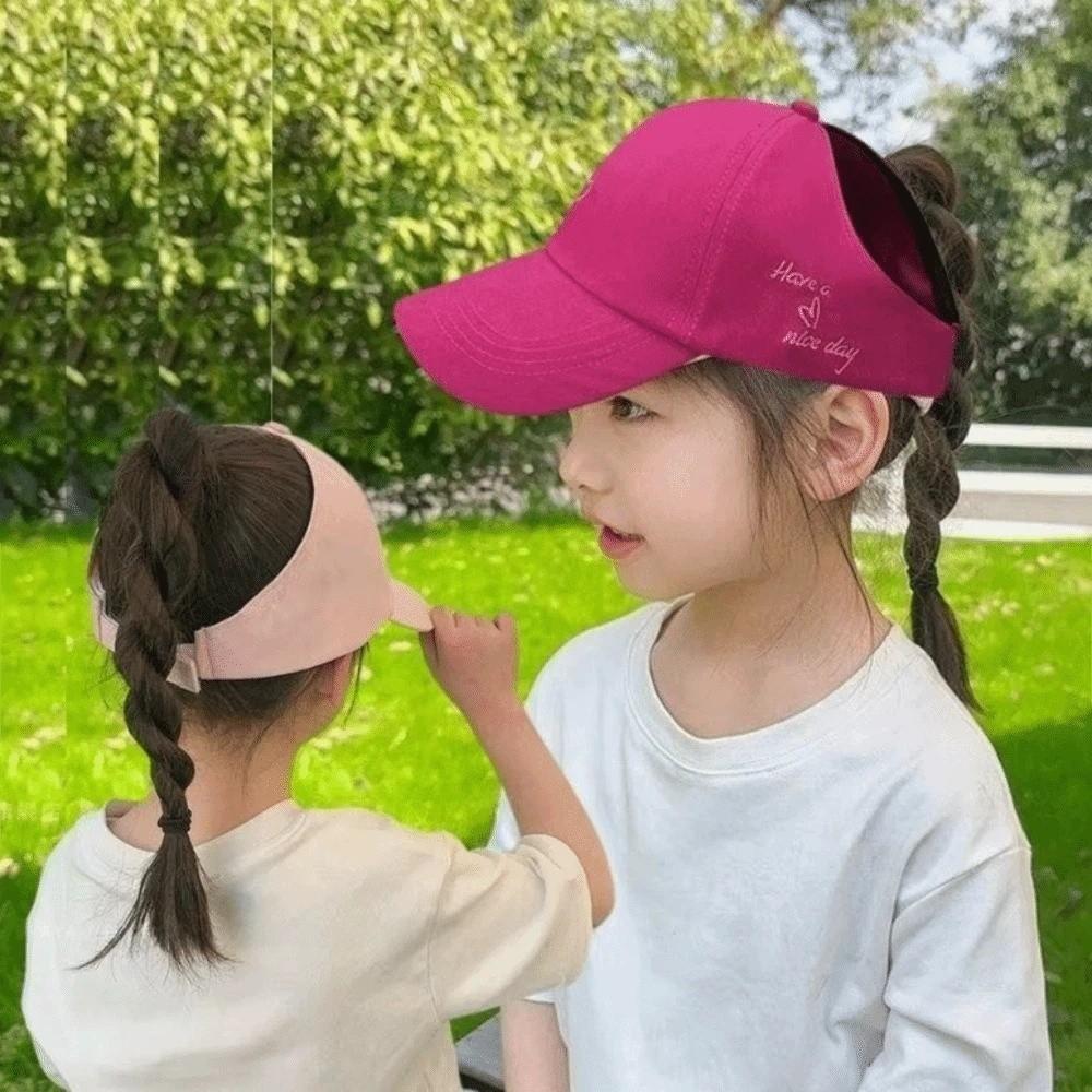 Solid Color Children's Baseball Cap High Ponytail Baby Peaked Cap Girl Kids Sun Hat  4-12 Years