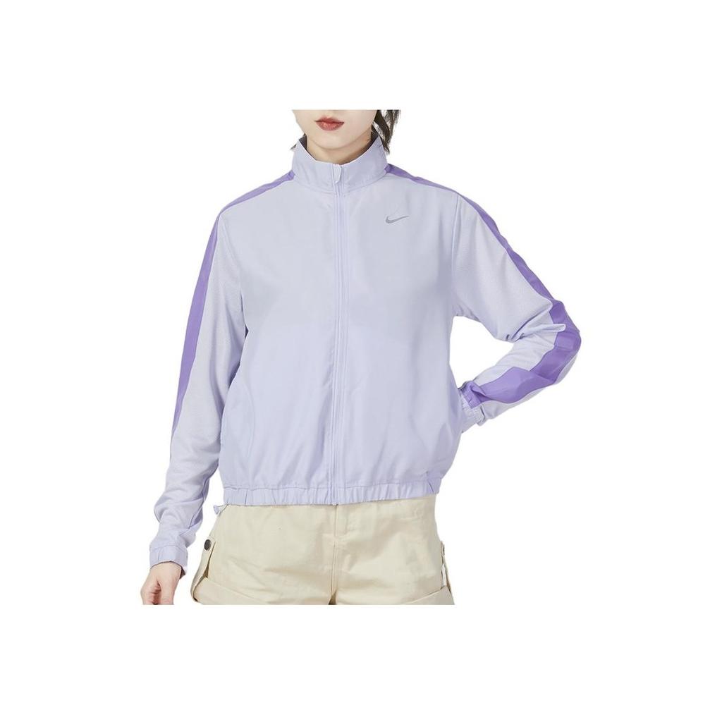 Nike Logo Printed Zip-Up Sports Jacket Women Jackets Purple DX1038-536