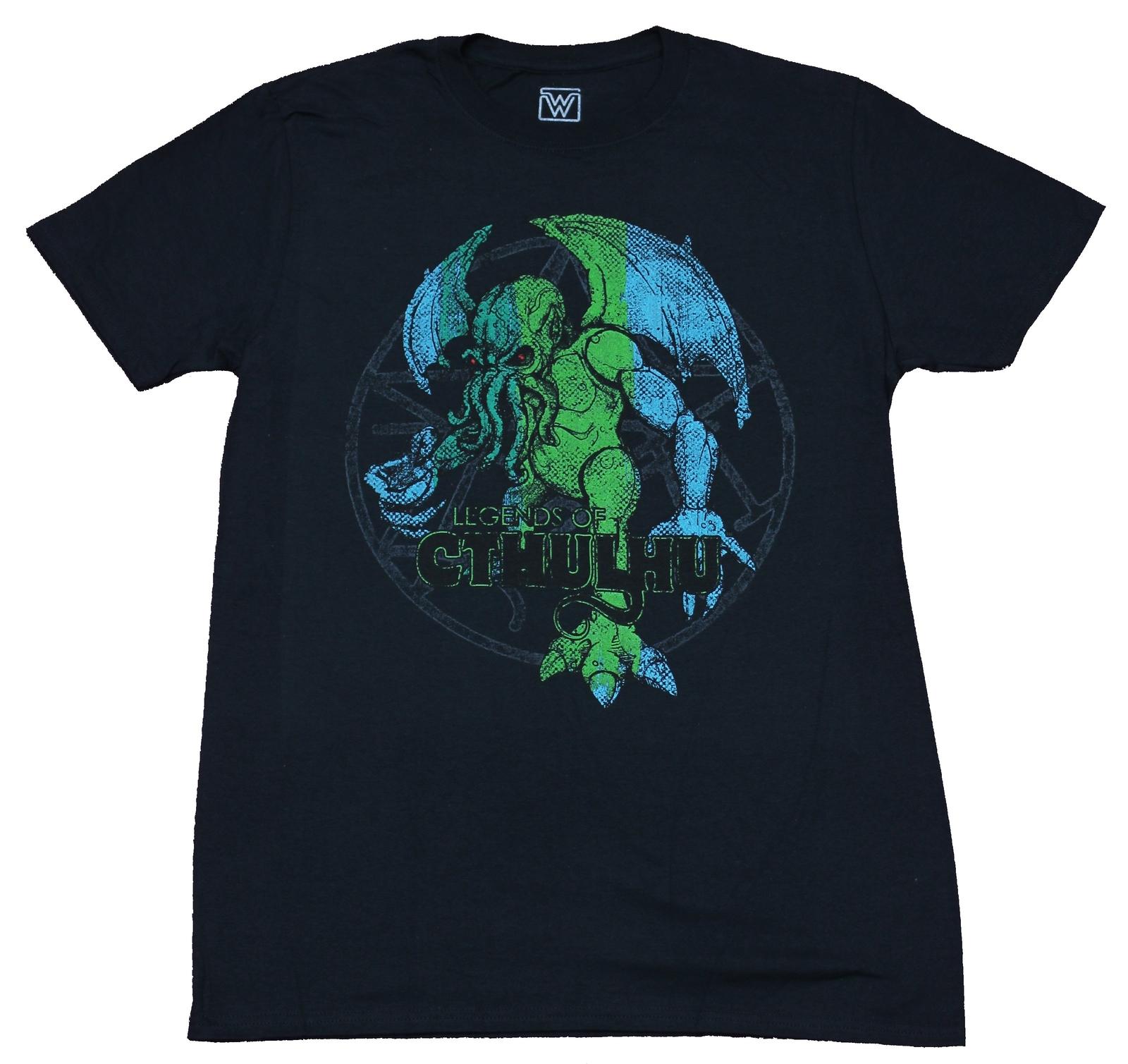 Cthulhu Adult New T-Shirt - Legends of Cthulhu Green Blue Pic S