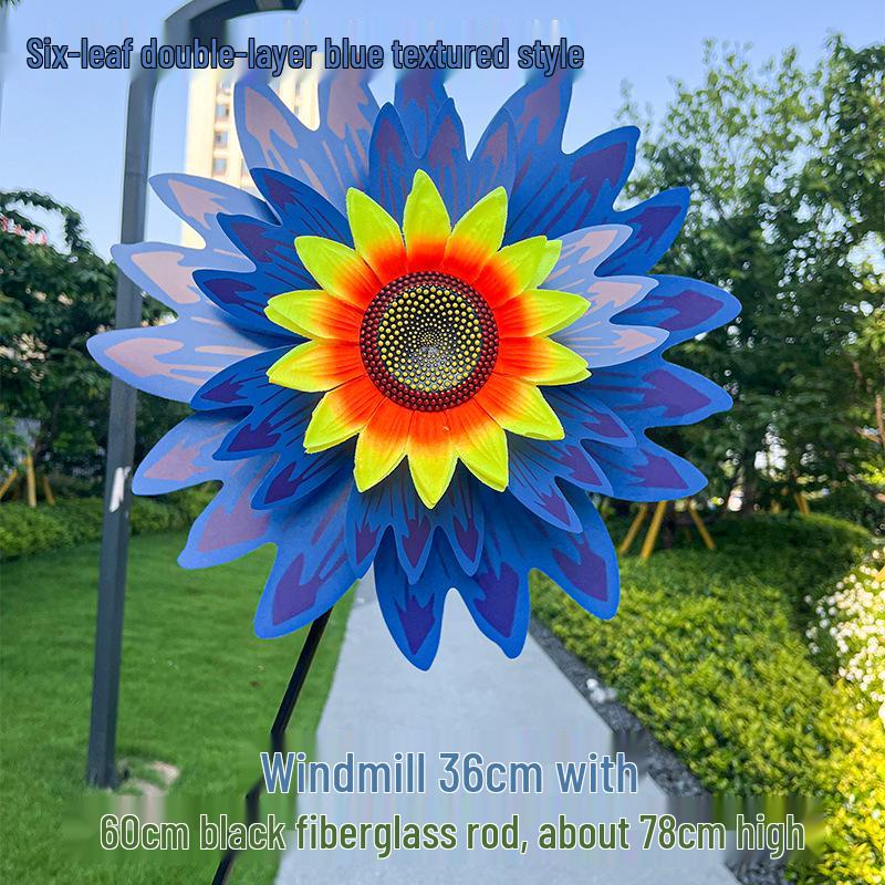 Children's Double-Layer Rotating Sunflower Pinwheel Outdoor Decoration