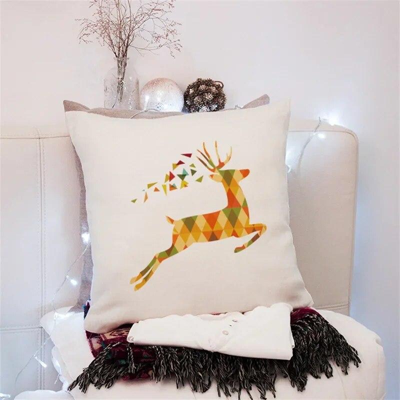 45x45cm Creative Geometric Elk Pillowcase Living Room Sofa Office Seat Car Cushion Cover  Ornament Home Decoration
