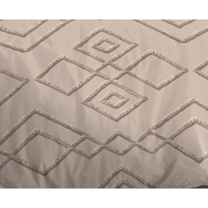 Parure de couette 3P "Louna" 260 x 240 cm Losange Relief King size Coton Pur - -