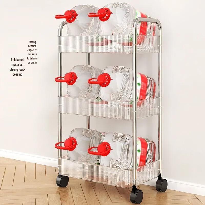 Movable 3-Tier Floor Storage Shelf