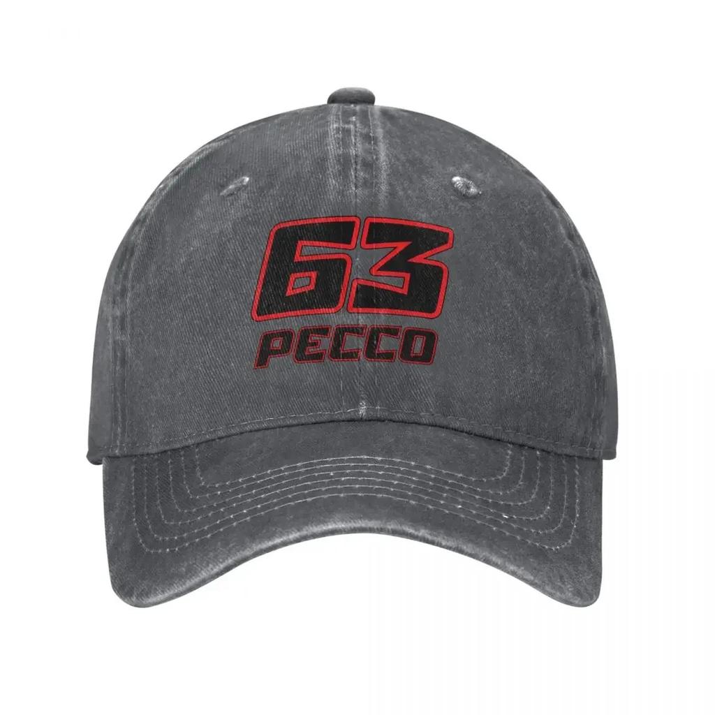 Vintage Pecco Bagnaia 63 Baseballové čepice Unisex Odřená bavlna Snapback Motocyklové závody Outdoor Celoroční Cestovní Dárková kšiltovka
