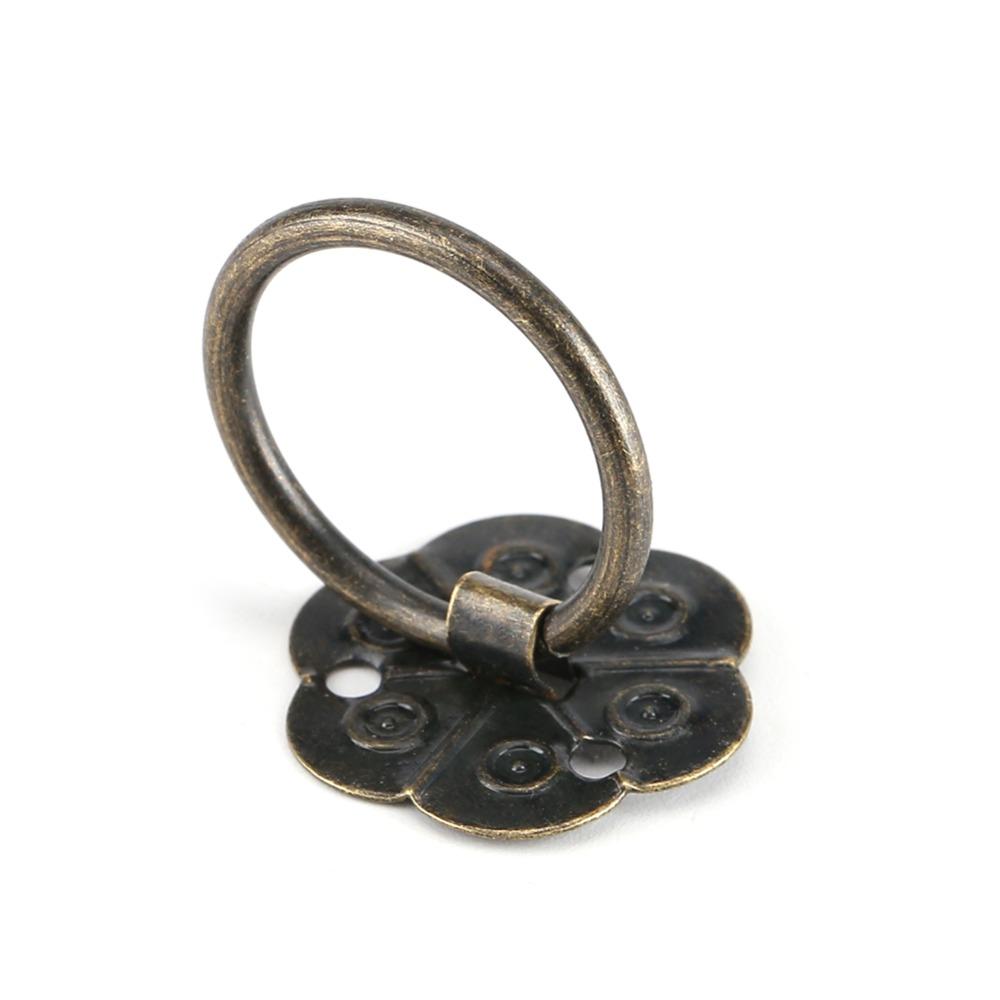 20pcs Small Furniture Handle Bronze Tone Ring Pull Hardware Vintage Drawer Cabinet Pull Drawer
