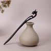 Vintage Ebony Wood Hairpin: Auspicious Clouds Design for Elegant Updos