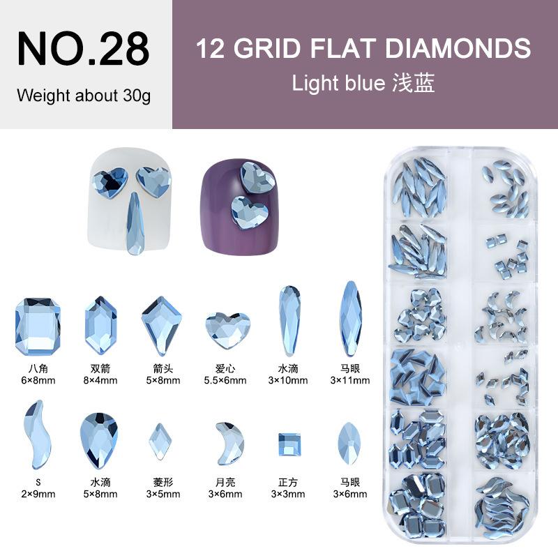 Electroplated Flat-Bottomed Nail Art Jewelry Glass Special-Shaped Rhinestone Set Nail Decoration Diy Jewelry Accessories