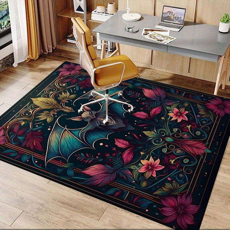 "Bat & Floral Fantasy: Artistic Wall Decor"Office Mat Home Decor Office Desk Chair Rugs Chair Carpet for office Chair Mat Gift For Halloween