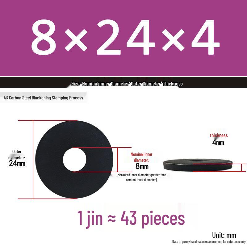 Black Oversized Thickened Round Metal Flat Washer Spacer for Home Use